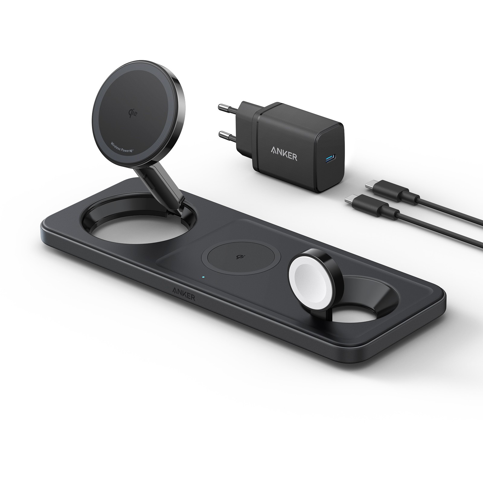 Bežična stanica za punjenje ANKER MagGo 3-in-1 Pad 15W Qi2 Black, B25M1311