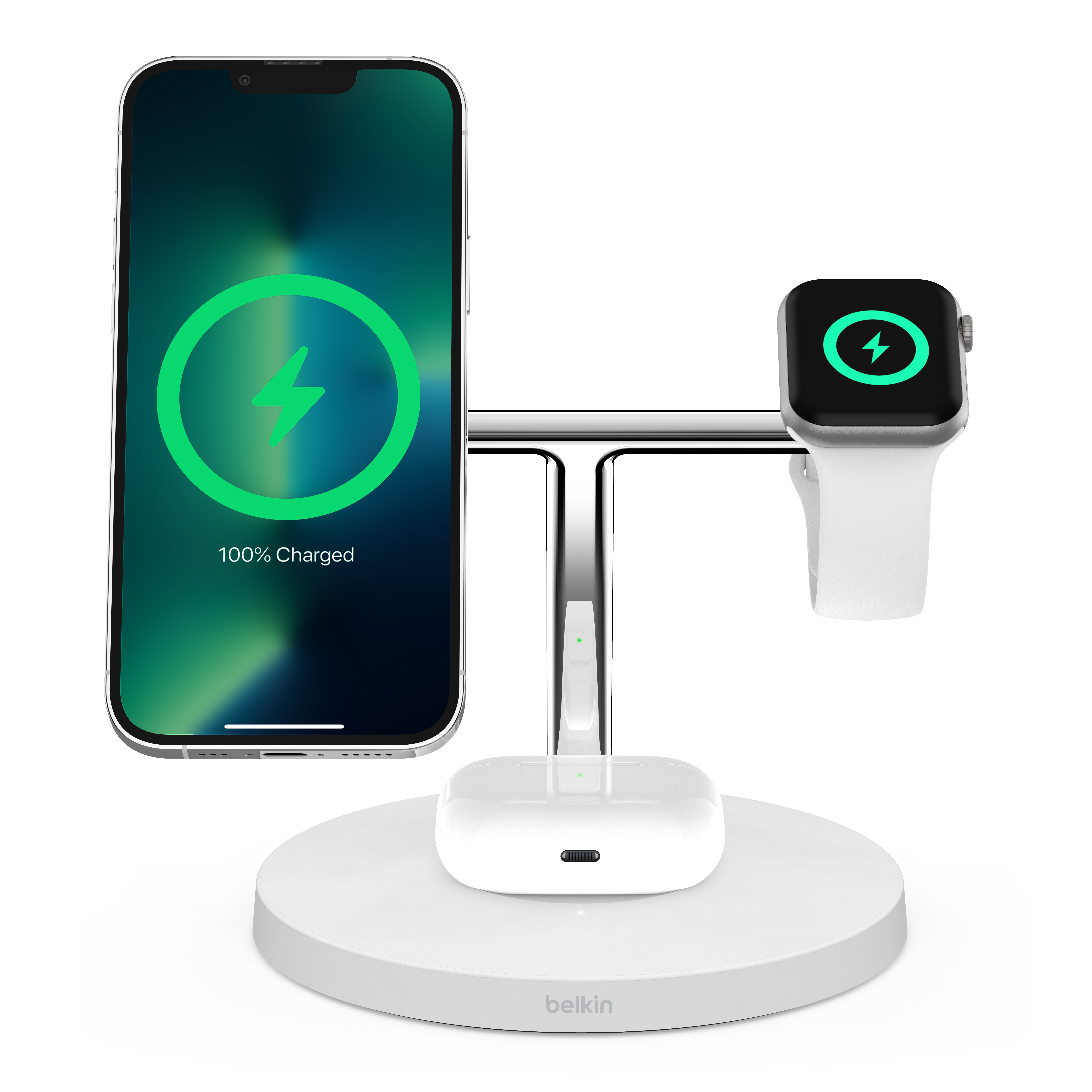 Belkin BOOST CHARGE PRO MagSafe 3-u-1 stalak za punjenje (brzo punjenje sata, s PSU, bijeli)-3