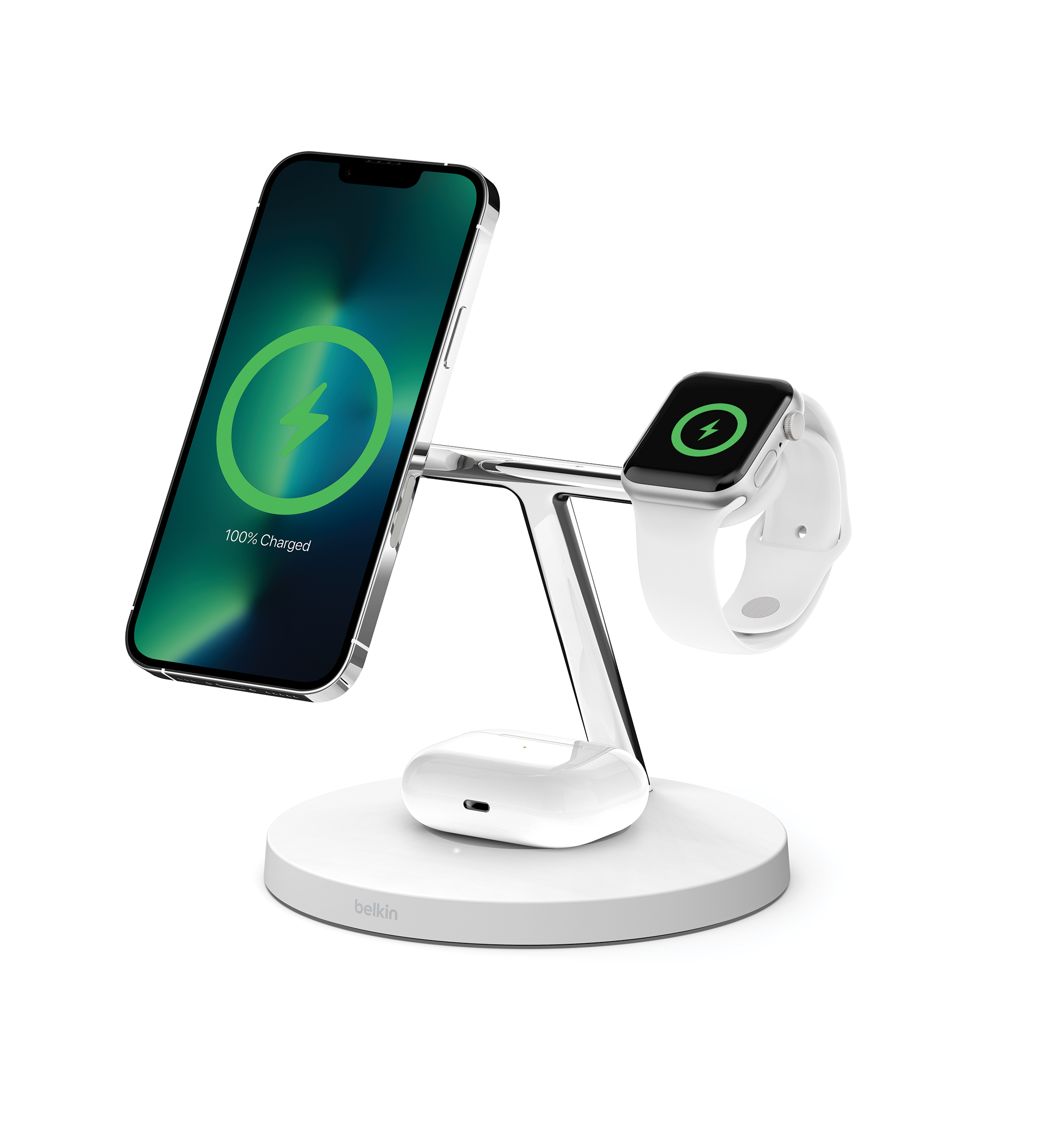 Belkin BOOST CHARGE PRO MagSafe 3-u-1 stalak za punjenje (brzo punjenje sata, s PSU, bijeli)-6