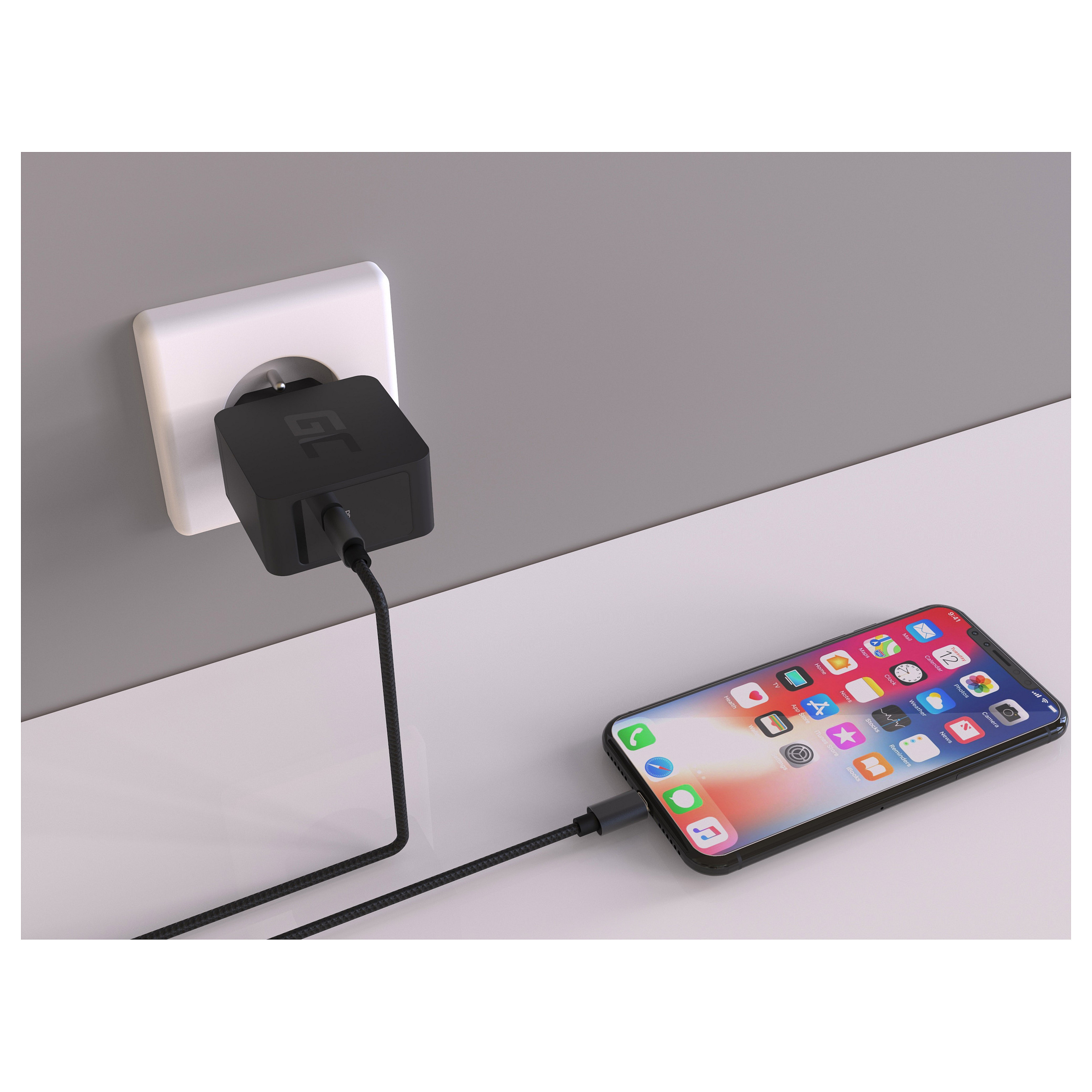 Punjač za mobilne uređaje GREEN CELL CHAR07 (Crni, Unutarnji)-1