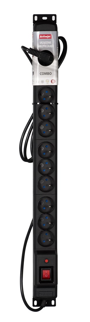 Produžni kabel ACTIVEJET COMBO 12 socket power strip 3m crna boja-3