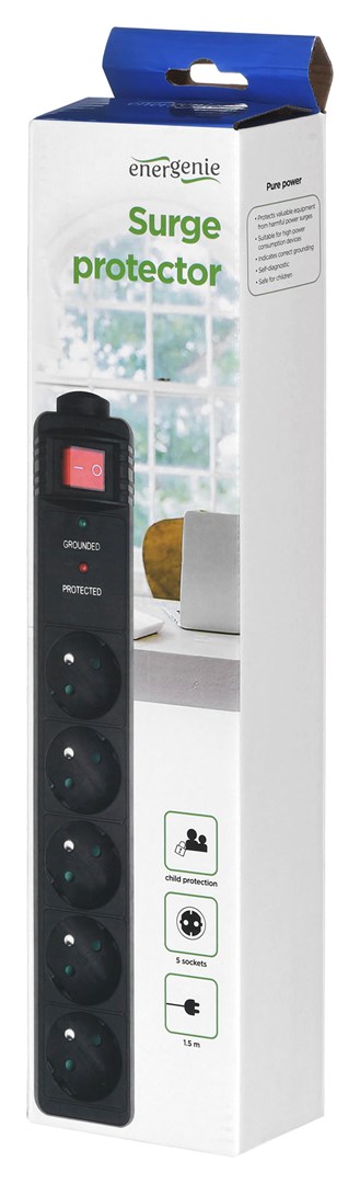 EnerGenie SPF5-C-5 surge protector 5 AC outlet(s) 250 V 1.5 m Black-10
