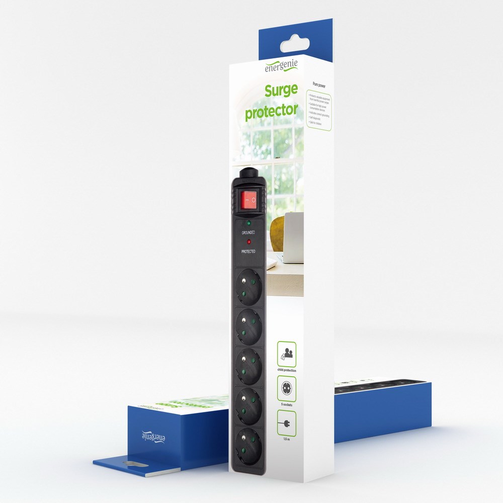 EnerGenie SPF5-C-5 surge protector 5 AC outlet(s) 250 V 1.5 m Black-2