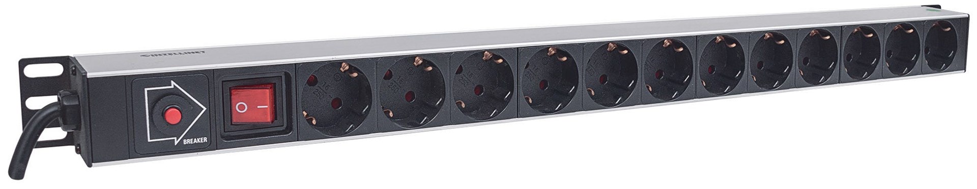Napajanje INTELLINET Vertical Rackmount 12-Way Power Strip - German Type (s prekidačem i zaštitom od prenapona, 1.6m kabel za napajanje, Euro 2-pin utikač)-1