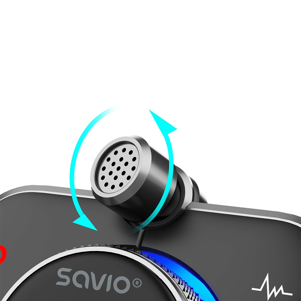 Savio FM odašiljač, Bluetooth 5.0, QC/PD 3.0 punjač, ​​ENC, Aux Out, Micro SD, TR-14 crna-8