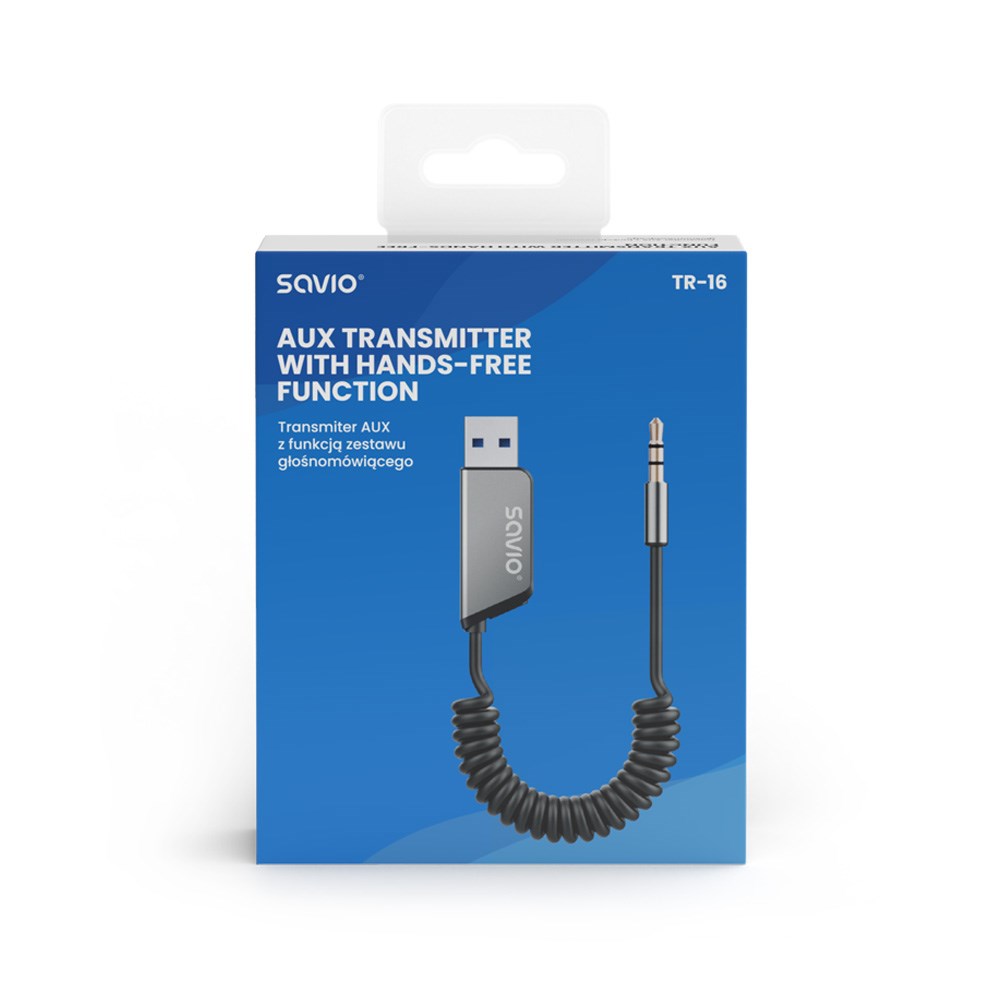 Savio TR-16 Transmitter AUX adapter with hands-free function, Bluetooth 5.3, Google Assistant/Siri-6