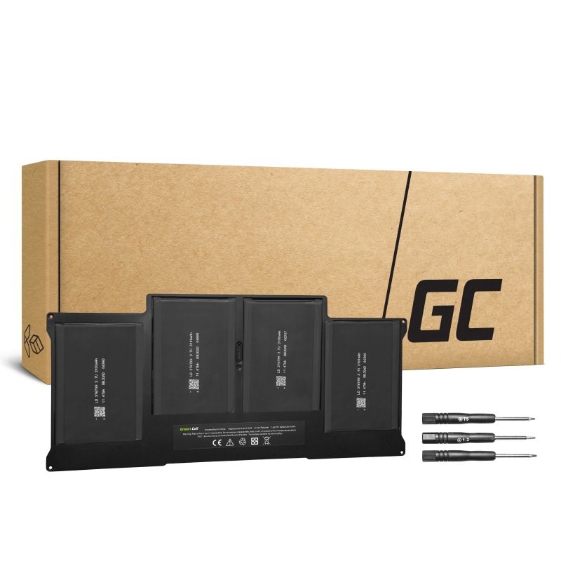 Baterija za laptop GREEN CELL AP14V2 (Lithium Polymer, 7.6 V, 47 Wh, Kompatibilna s Apple MacBook Air 13 A1466 A1369, Crna)