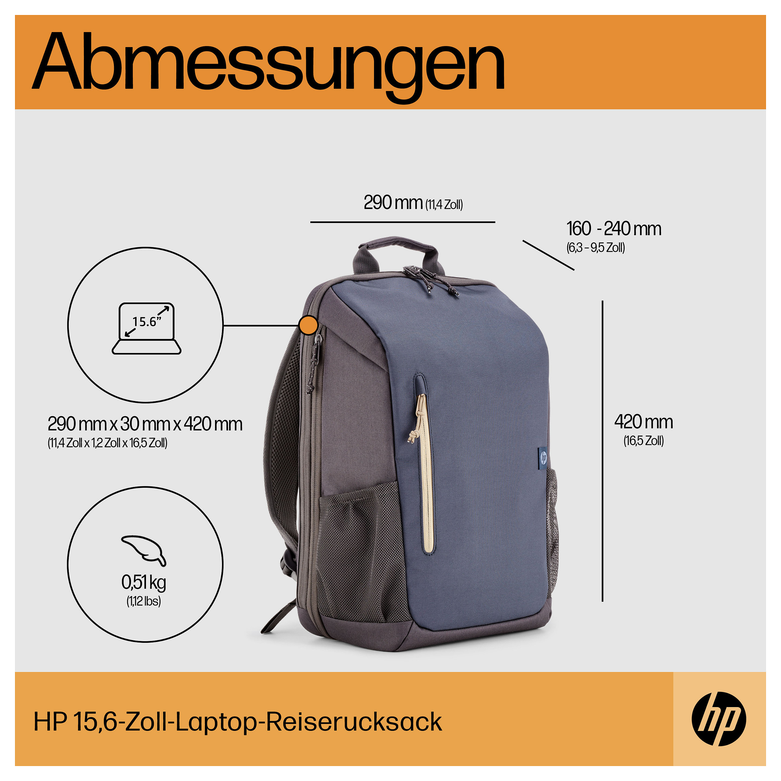 Ruksak HP TRAVEL 15.6 (siva boja, 18 L, poliester)-5