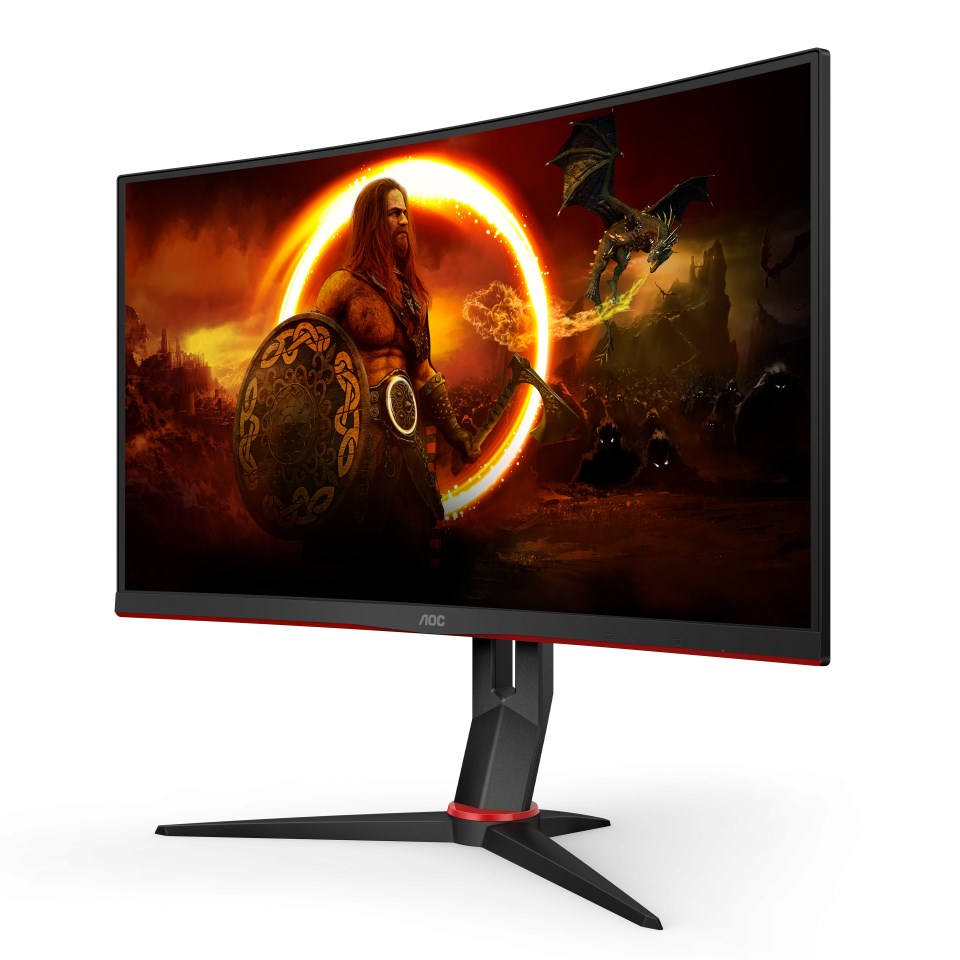 Gaming monitor AOC CQ27G2S/BK (27" VA, 165Hz, HDR10, 2560 x 1440 QHD, zakrivljeni crno, crveni)-1