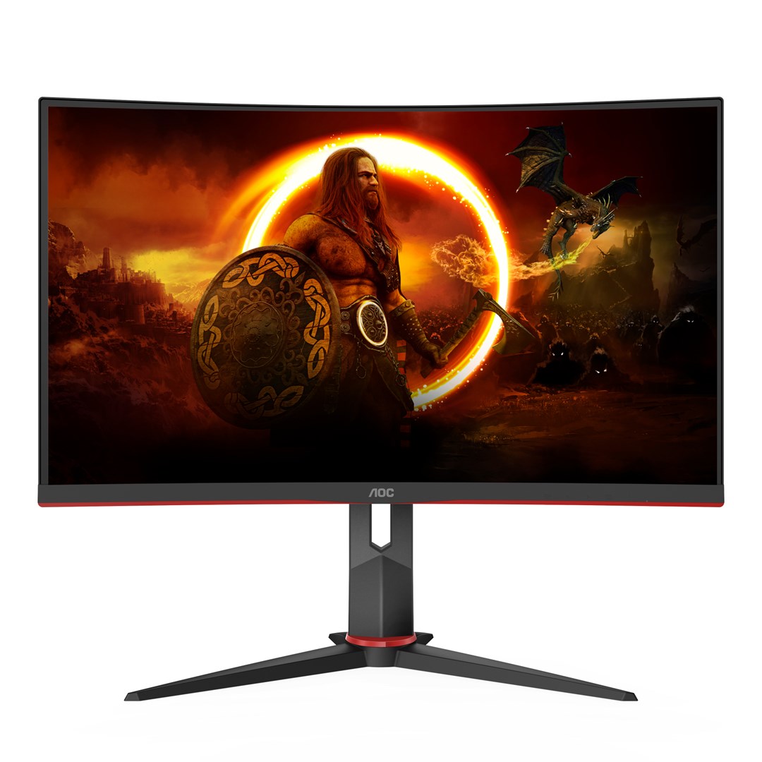 Gaming monitor AOC CQ27G2S/BK (27" VA, 165Hz, HDR10, 2560 x 1440 QHD, zakrivljeni crno, crveni)-0