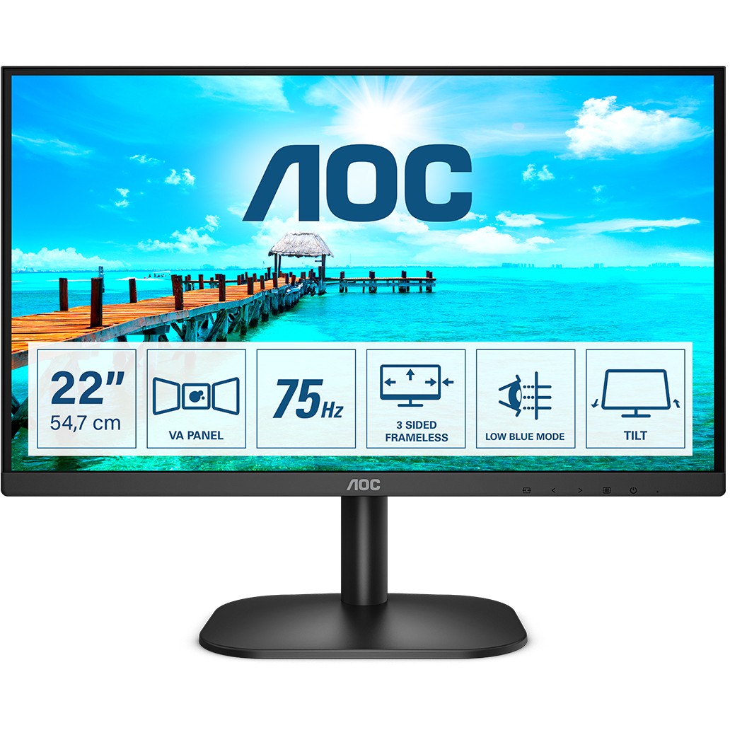 Monitor AOC 22B2H/EU (21,5" VA, 75Hz, 1920x1080 FHD) crni-6