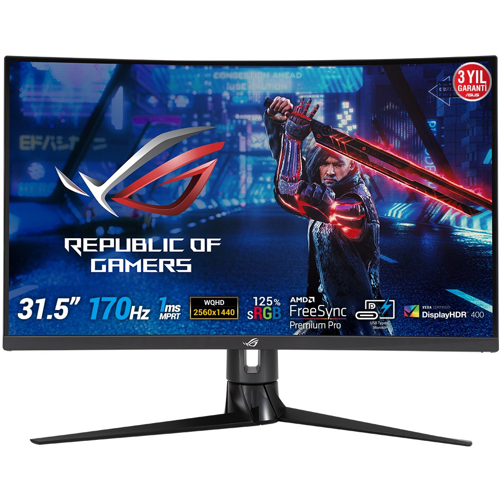 Monitor ASUS ROG Strix XG32VC (31.5" VA, 170Hz, 2560 x 1440 QHD, gaming, zakrivljeni crni)-0