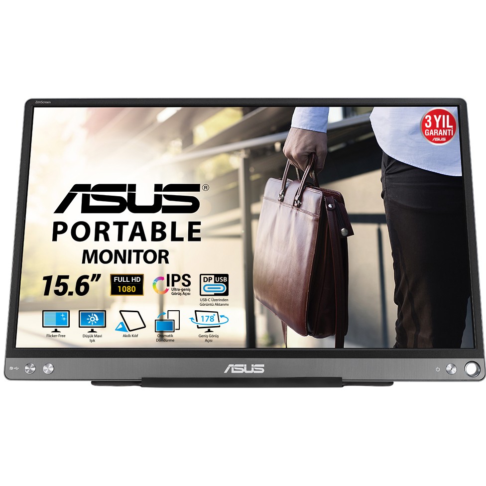 Prijenosni monitor ASUS ZENSCREEN MB16ACE (39.6 cm, 1920 x 1080 piksela, Full HD, siva boja)-0