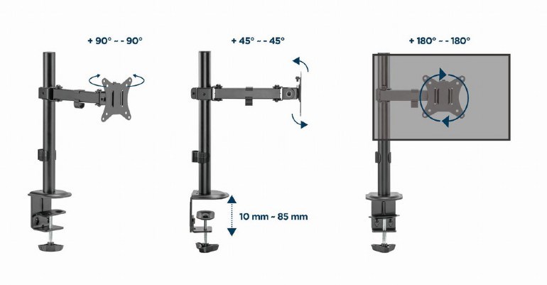 Gembird MA-D1-03 monitor mount / stand 81.3 cm (32") Black Desk-4