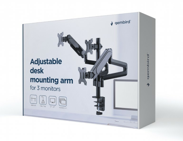 Gembird MA-DA3-01 Desk mounted adjustable mounting arm for 3 monitors (full-motion), 17”-27”, up to 7 kg-11