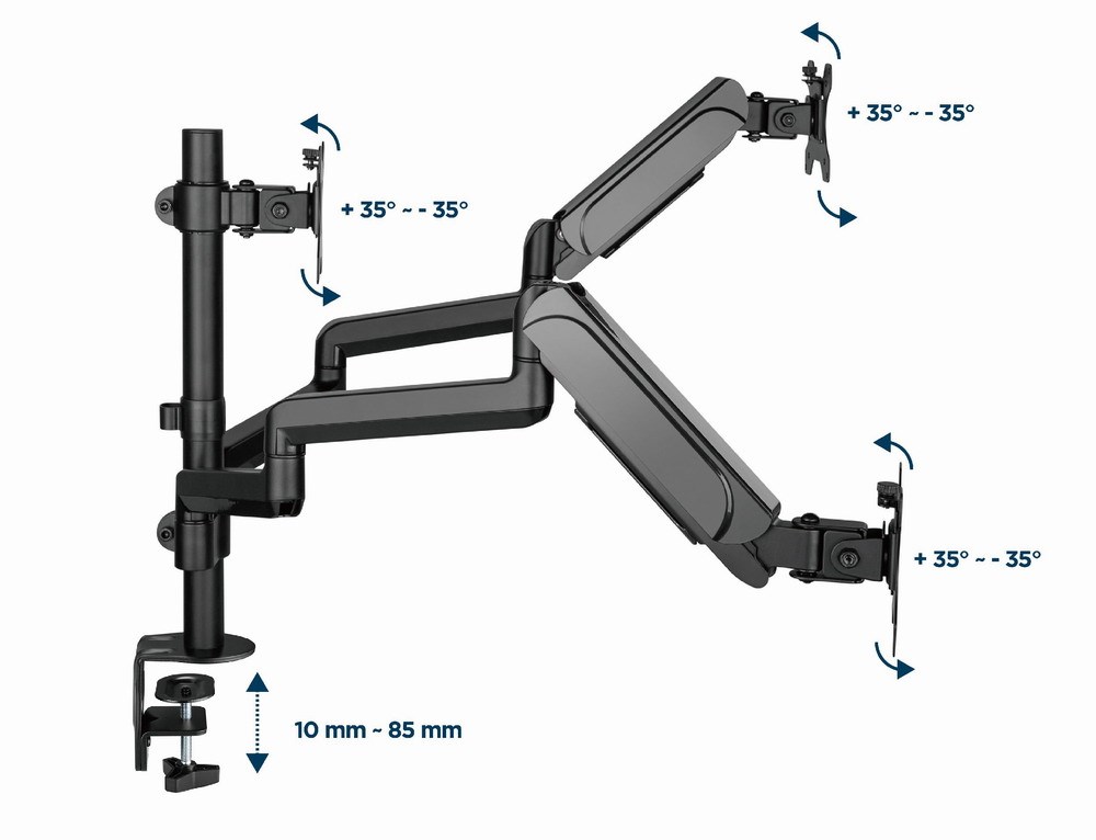 Gembird MA-DA3-01 Desk mounted adjustable mounting arm for 3 monitors (full-motion), 17”-27”, up to 7 kg-20