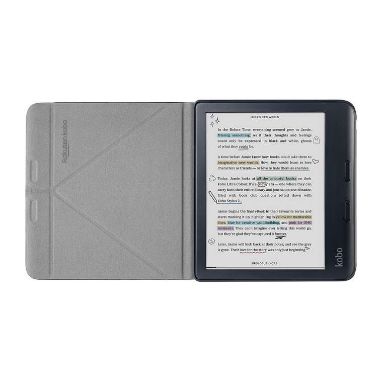 Futrola za e-čitač KOBO Libra Colour SleepCover Black (Sleep/Wake funkcija, ugrađeni stalak)-1