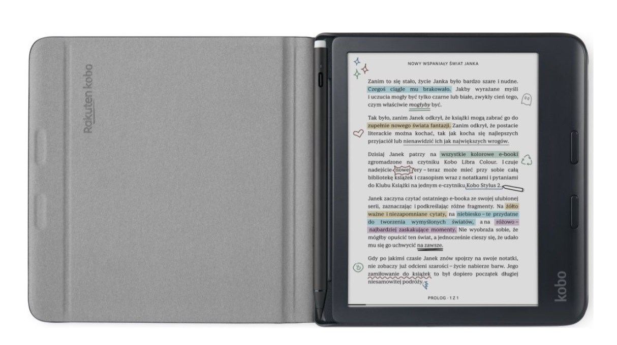 Etui KOBO Libra Colour Notebook SleepCover Black (magnetski, stalak, Sleep/Wake)-1