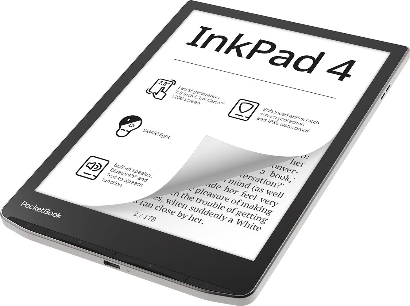 E-book čitač POCKETBOOK InkPad 4 (7.8" Touch, E Ink Carta, 32GB, WiFi, crni, srebrni)-2