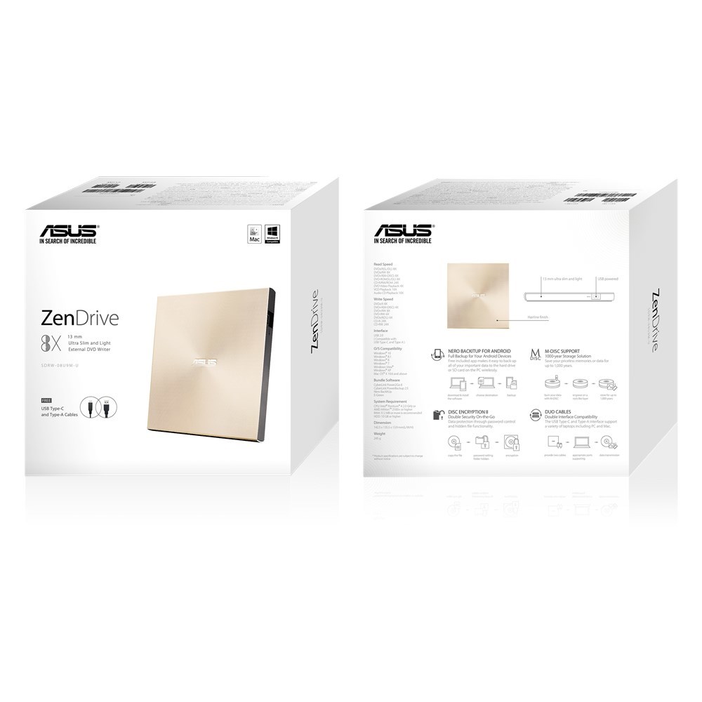 Optički pogon ASUS ZenDrive U9M (DVD±RW) zlatni-4