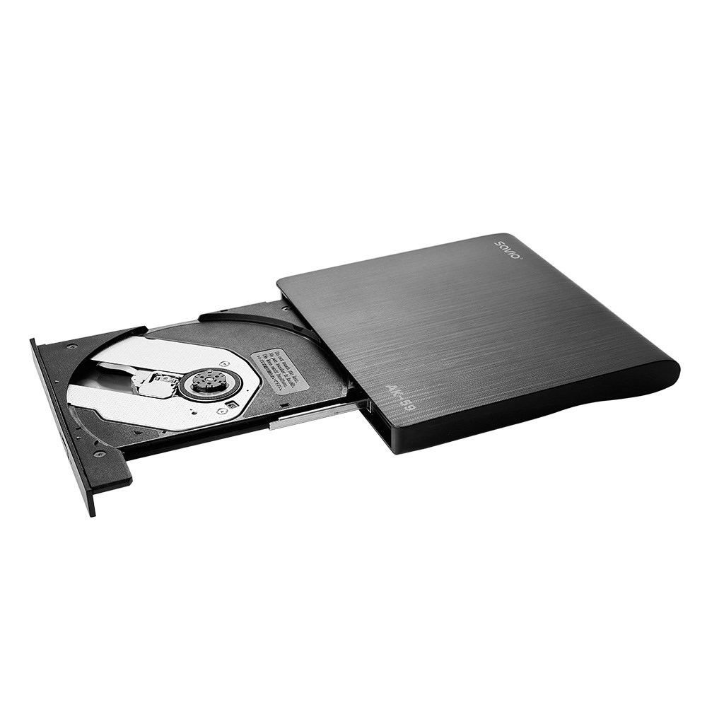 Savio AK-59 Vanjski vitki CD/DVD rekorder R/RW-USB-C/USB-A crna-4