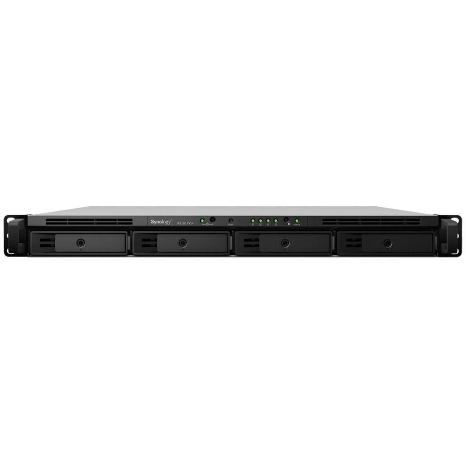 NAS SYNOLOGY RS1619xs+ 1U RACK 4x (3.5" SATA HDD/2.5" SATA HDD) Intel Xeon D-1527 8 GB DDR4 ECC UDIMM (max. 64GB)