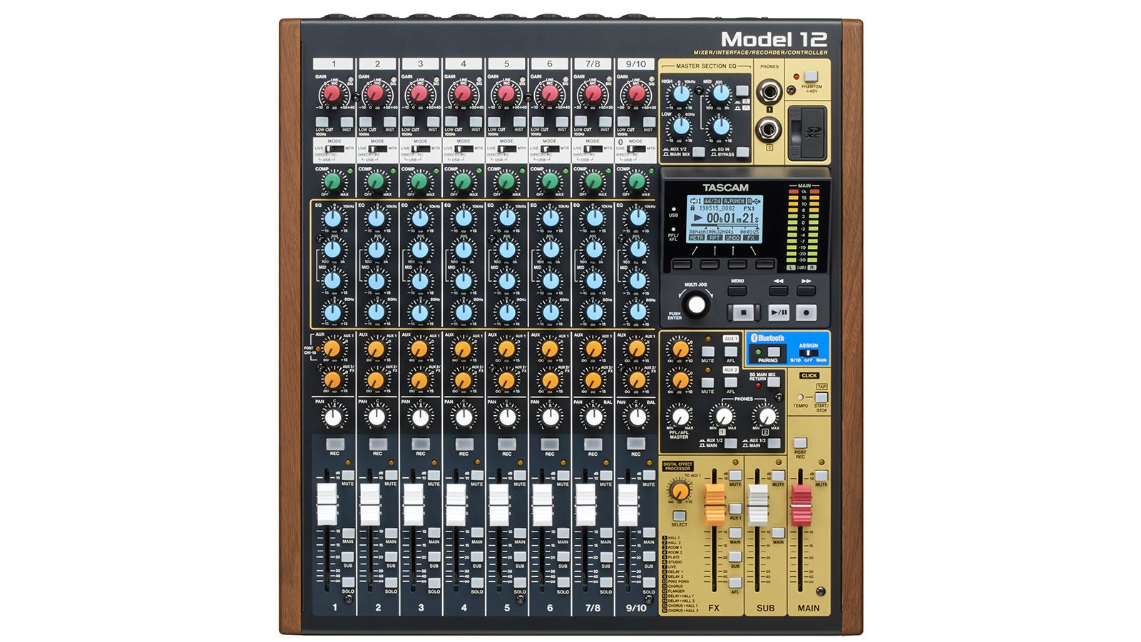 Mikser TASCAM Model 12 (12 kanala, 20 - 20000 Hz, Crna, Drvo)-3