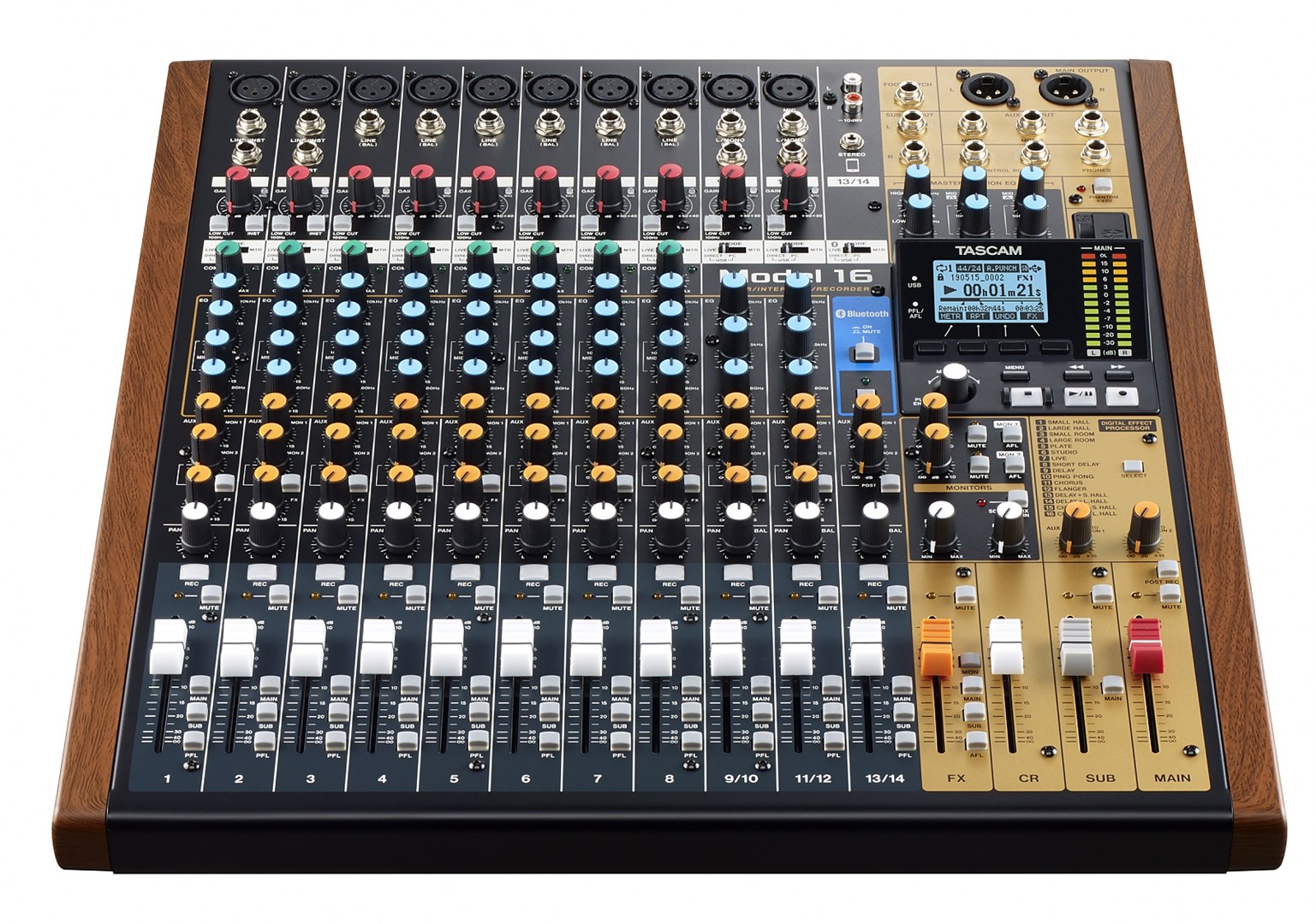 Audio mikser TASCAM MODEL 16 (16 kanala, 20 - 30000 Hz, Crna, Zlatna, Drvena)-4