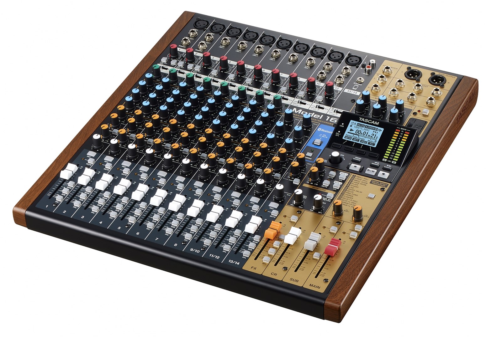 Audio mikser TASCAM MODEL 16 (16 kanala, 20 - 30000 Hz, Crna, Zlatna, Drvena)-6
