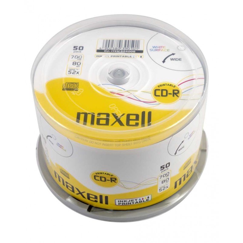 CD-R ploča MAXELL CD-R 80/700MB XL 52x 50p (kapacitet 700MB, brzina pisanja 52x, pakiranje 50 komada)-0