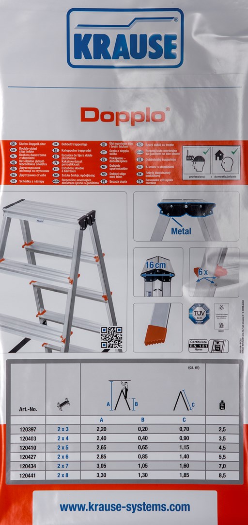 Dvostrane ljestve Krause Dopplo srebrne-4