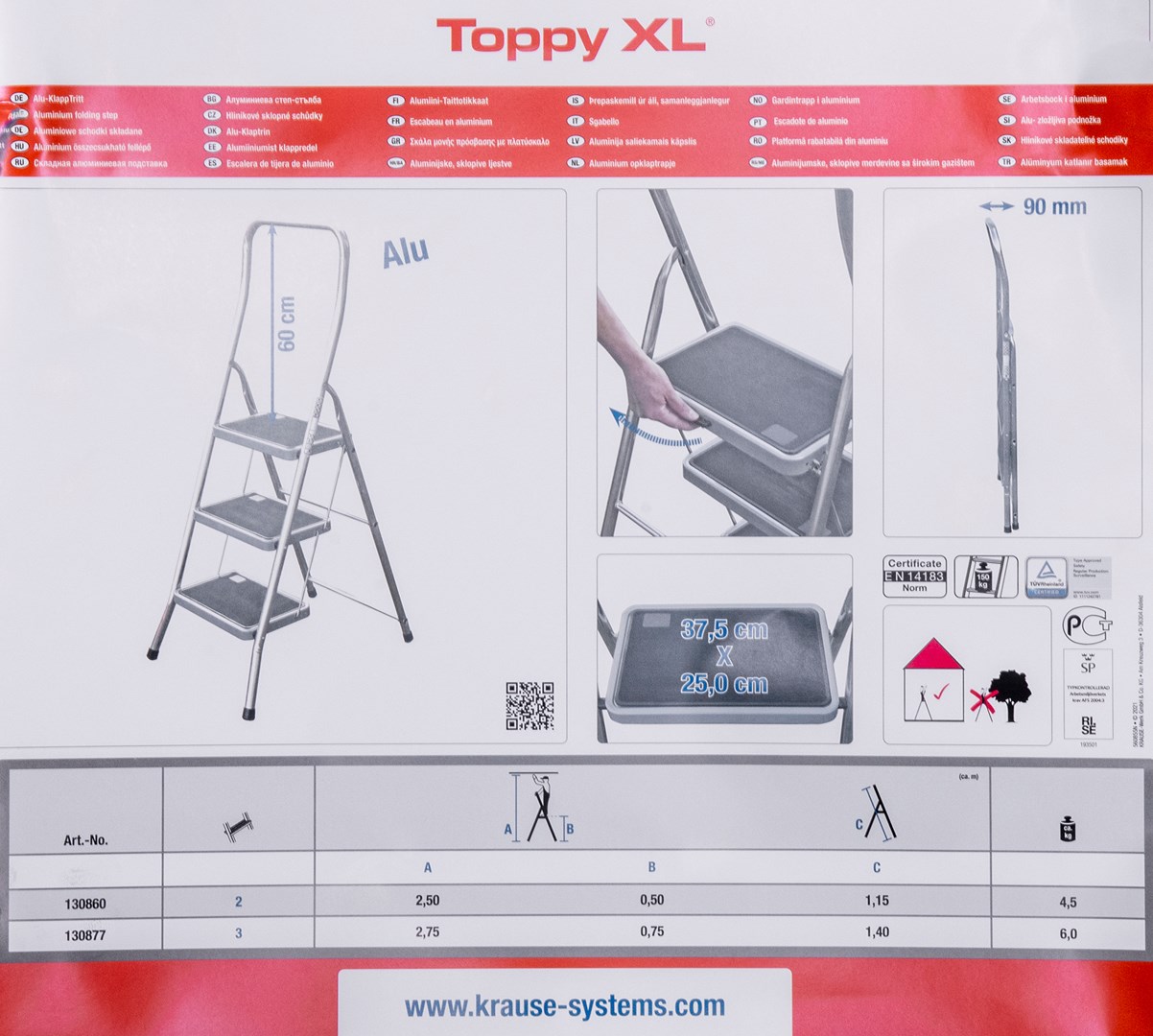 Sklopivi stolić Krause Toppy XL (srebrna boja)-1