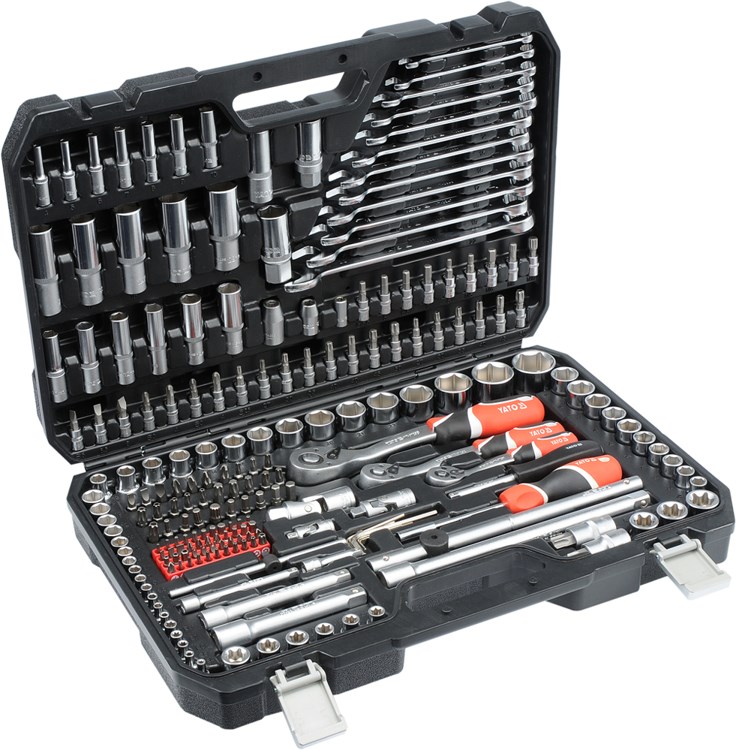 Set nasadnih ključeva YATO YT-38841 (1/4", 3/8", 1/2", s produžetkom, ručkom, bitovima i nasadnim ključevima)-4