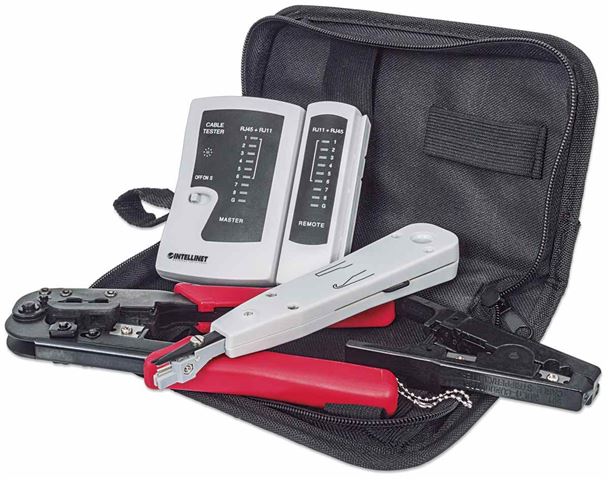 Set mrežnih alata INTELLINET 4-Piece Network Tool Kit (4 alata: LAN tester, LSA punch down alat, kliješta za stezanje i alat za rezanje i skidanje izolacije)-0