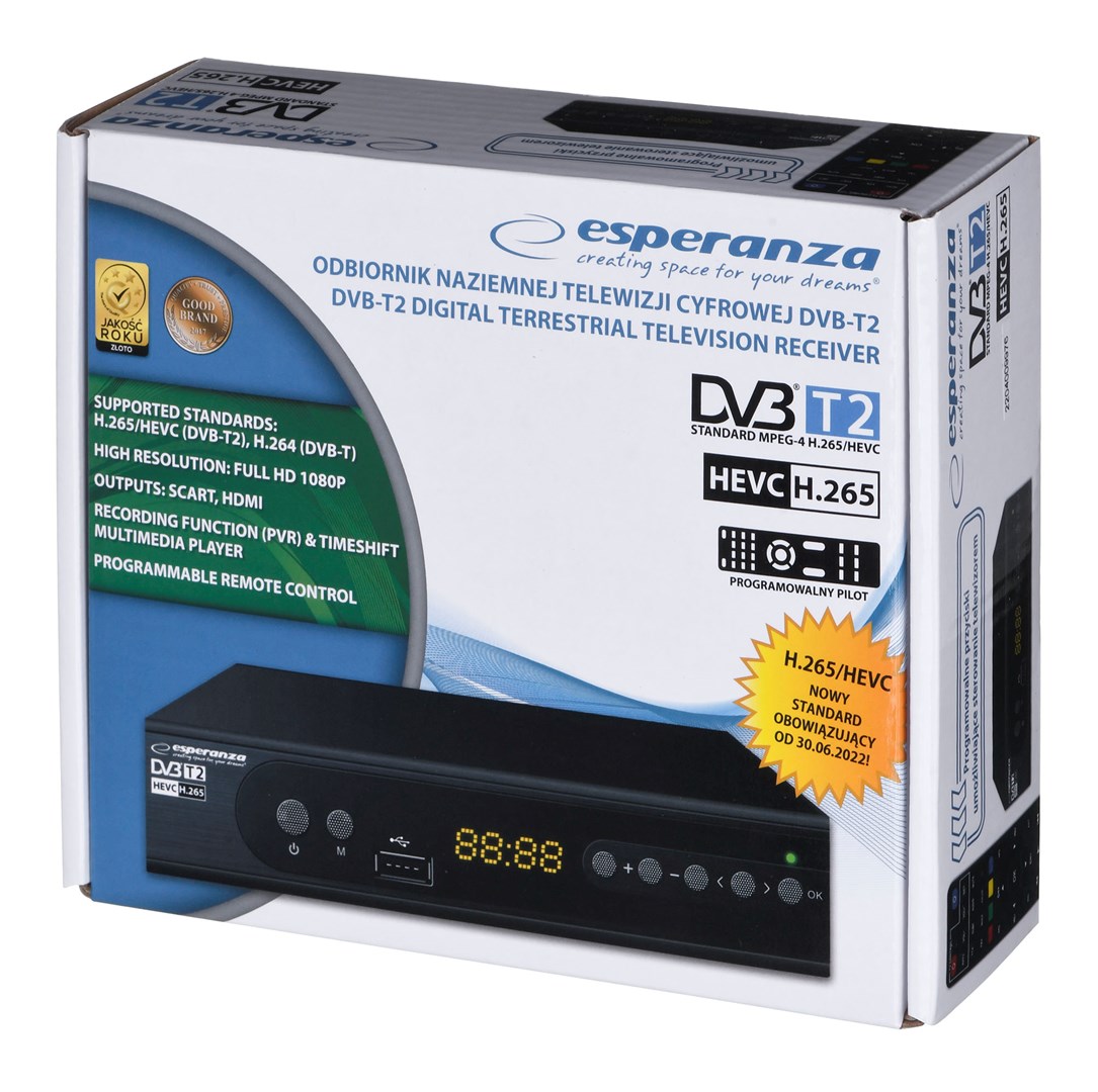 Digitalni DVB-T2 H.265/HEVC tuner ESPERANZA EV106P crni-2