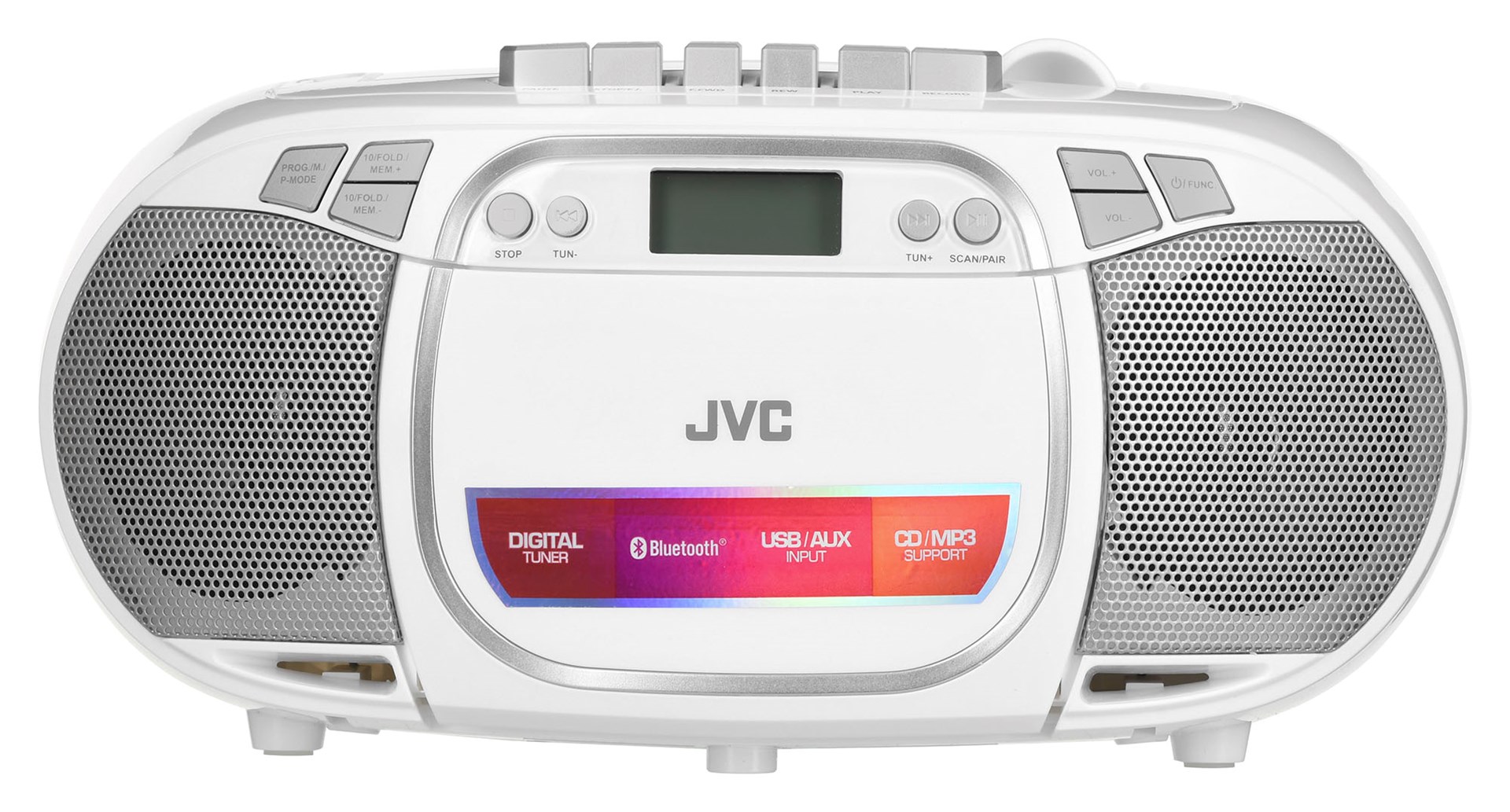 Prijenosni radio JVC RC-E451W (CD, kazetofon, Bluetooth, USB, FM, bijela boja)-0