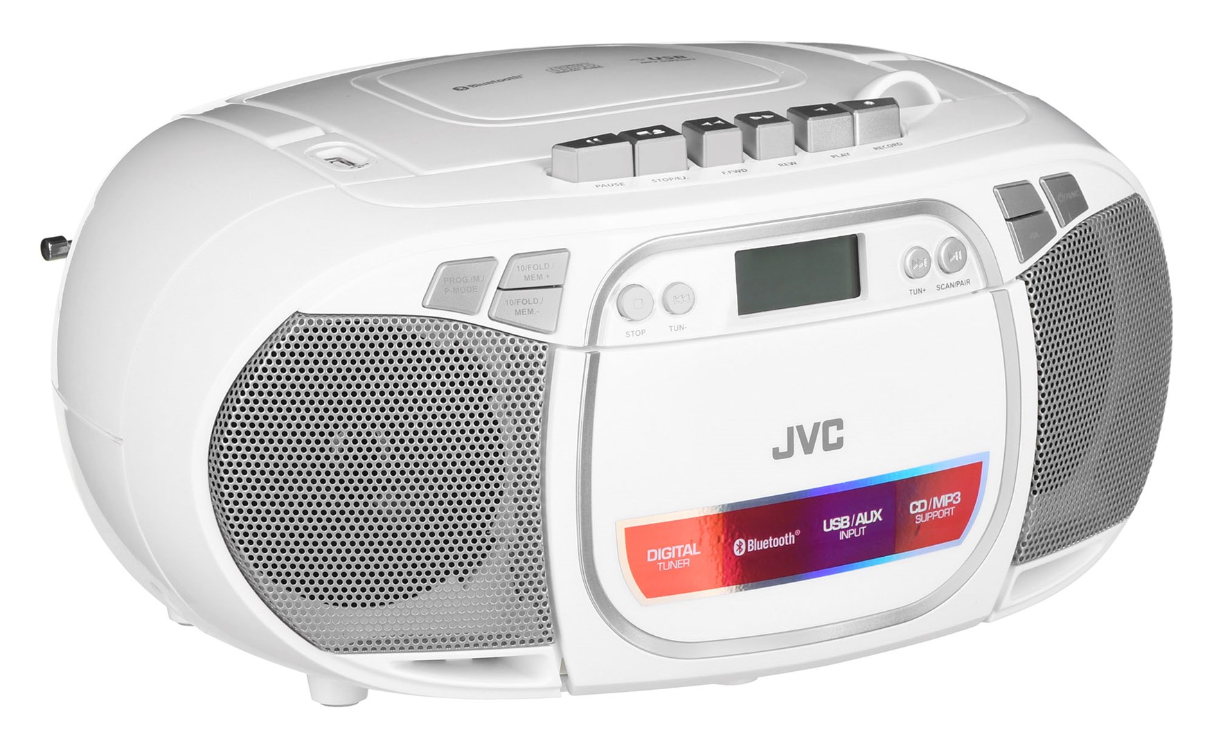 Prijenosni radio JVC RC-E451W (CD, kazetofon, Bluetooth, USB, FM, bijela boja)-1