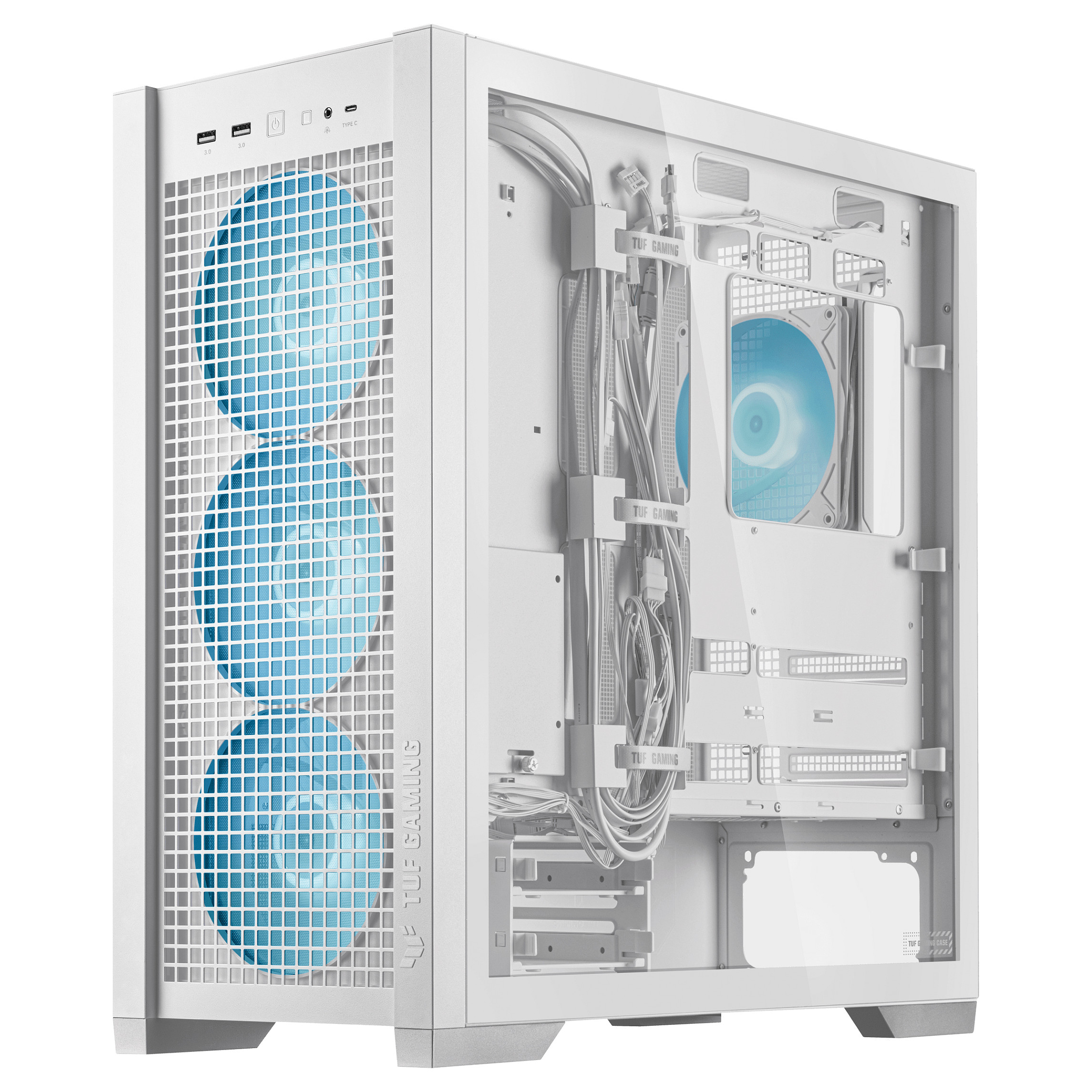 Kućište ASUS TUF GAMING GT302 TG ARGB WHITE (Midi Tower, ATX/mATX/Mini ITX/EATX, 2x 3,5/2,5'' unutarnji slot, 2x 2,5'' unutarnji slot, USB 3.2 Gen1/Gen2)-6