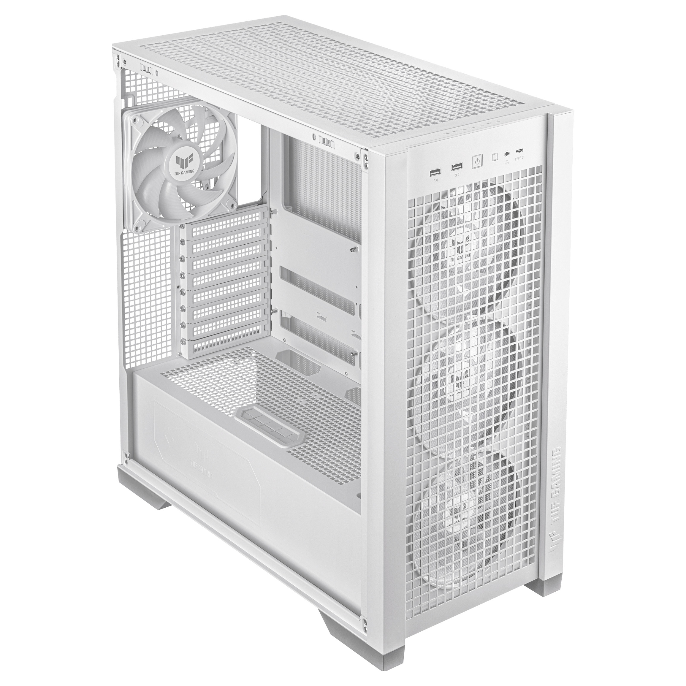 Kućište ASUS TUF GAMING GT302 TG ARGB WHITE (Midi Tower, ATX/mATX/Mini ITX/EATX, 2x 3,5/2,5'' unutarnji slot, 2x 2,5'' unutarnji slot, USB 3.2 Gen1/Gen2)-7