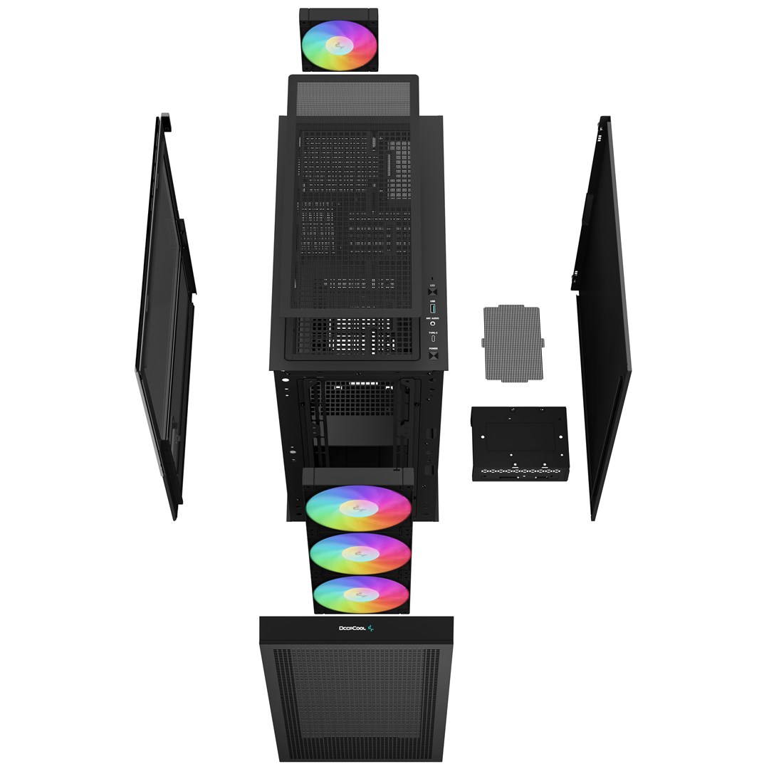 Kućište za računalo DEEPCOOL CH560 DIGITAL Midi Tower (crna, Midi Tower, ATX, EATX, micro ATX, Mini-ITX, 2x 3.5" bays, 3x 2.5" bays, 7x expansion slots, USB 3.2 Gen 1, USB 3.2 Gen 2, Combo headphone/mic port)-2