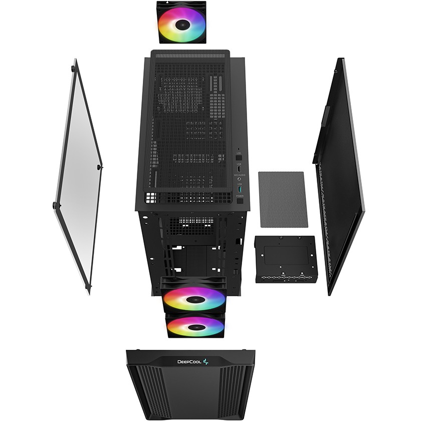 Kućište za računalo DEEPCOOL CC360 ARGB (Mini Tower, crna boja, ABS i čelik, prozirna staklena ploča)-4