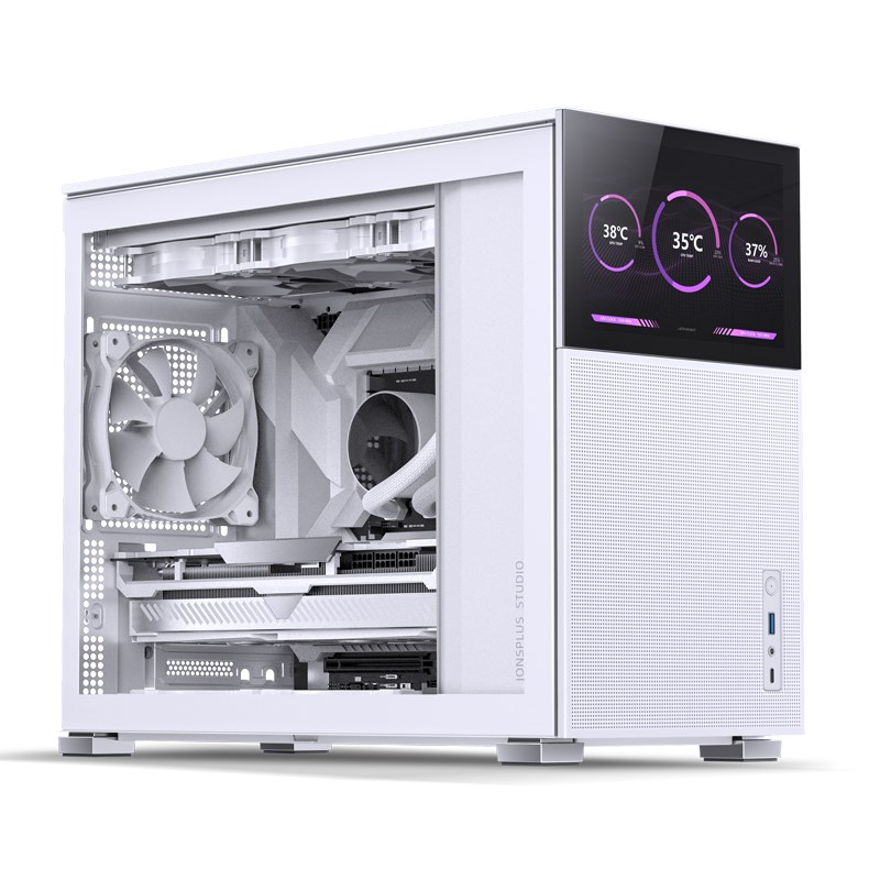 Kućište za računalo JONSBO D31 MESH, Micro-ATX, staklo (bijelo, TFT-LCD zaslon, 20.3 cm, 60 Hz, USB-C, HDMI)-12