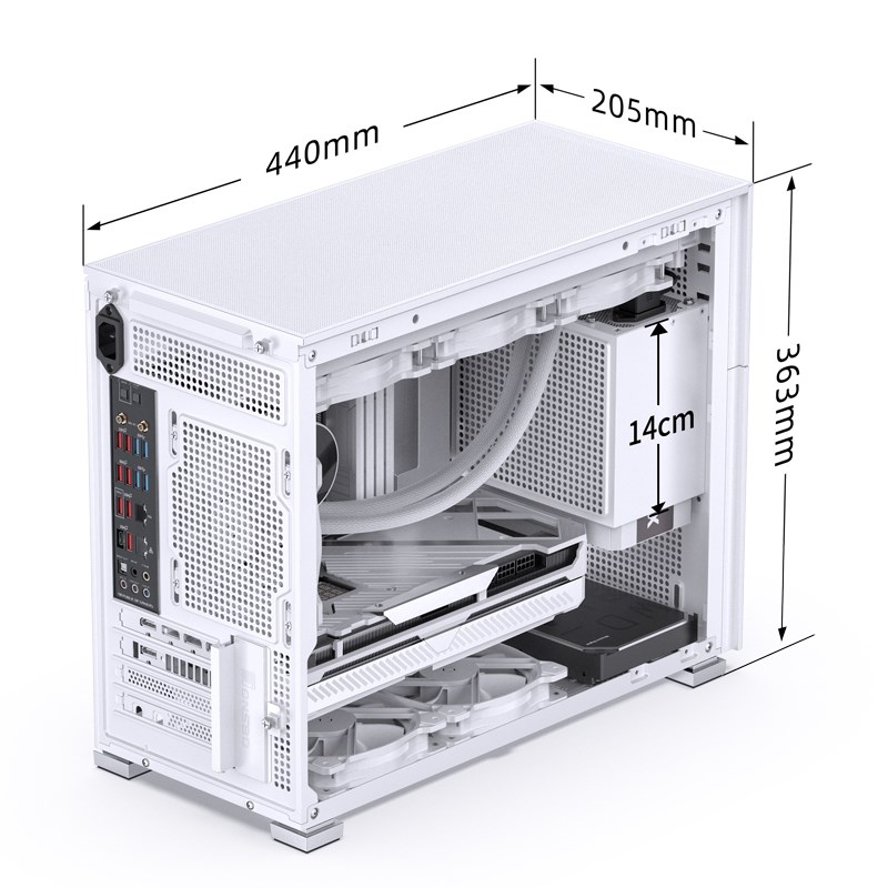 Kućište za računalo JONSBO D31 MESH, Micro-ATX, staklo (bijelo, TFT-LCD zaslon, 20.3 cm, 60 Hz, USB-C, HDMI)-24