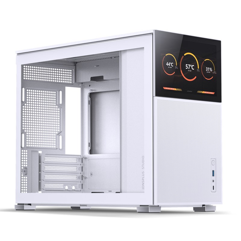 Kućište za računalo JONSBO D31 MESH, Micro-ATX, staklo (bijelo, TFT-LCD zaslon, 20.3 cm, 60 Hz, USB-C, HDMI)-13