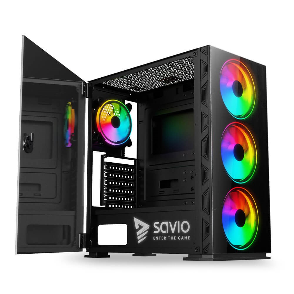 Kućište za računalo SAVIO Prime X1 Argb staklo (crno)-3