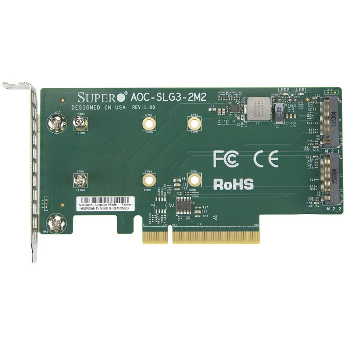 Internal expansion card SUPERMICRO AOC-SLG3-2M2 (pci-e 3.0, low-profile, nvme, m.2)-0
