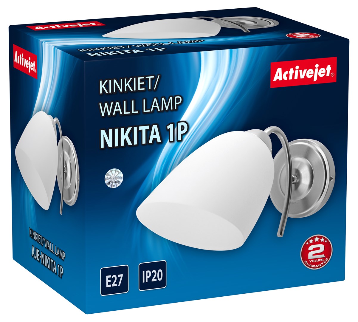 Zidna lampa ACTIVEJET NIKITA (nikal, E27, s metalnim okvirom i tkaninskim sjenilom)-2