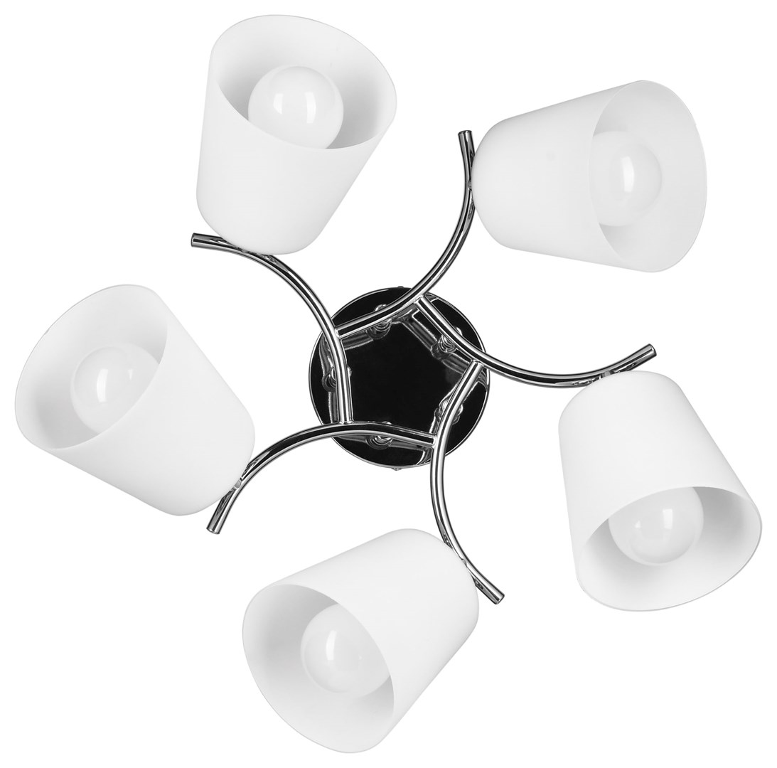 Lampa ACTIVEJET AJE-EMILY 5P E27 5x40W (Materijal kućišta Metal, Boja stakla Bijela, Boja proizvoda Srebrna, Broj žarulja 5, Maksimalna snaga zamjenske žarulje 40 W)-1