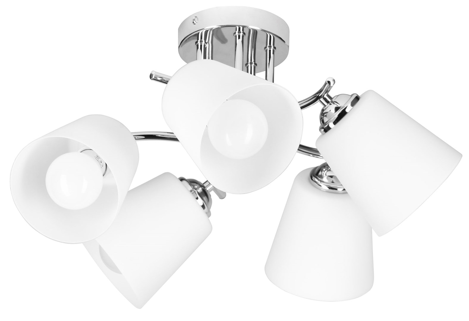Lampa ACTIVEJET AJE-EMILY 5P E27 5x40W (Materijal kućišta Metal, Boja stakla Bijela, Boja proizvoda Srebrna, Broj žarulja 5, Maksimalna snaga zamjenske žarulje 40 W)-0