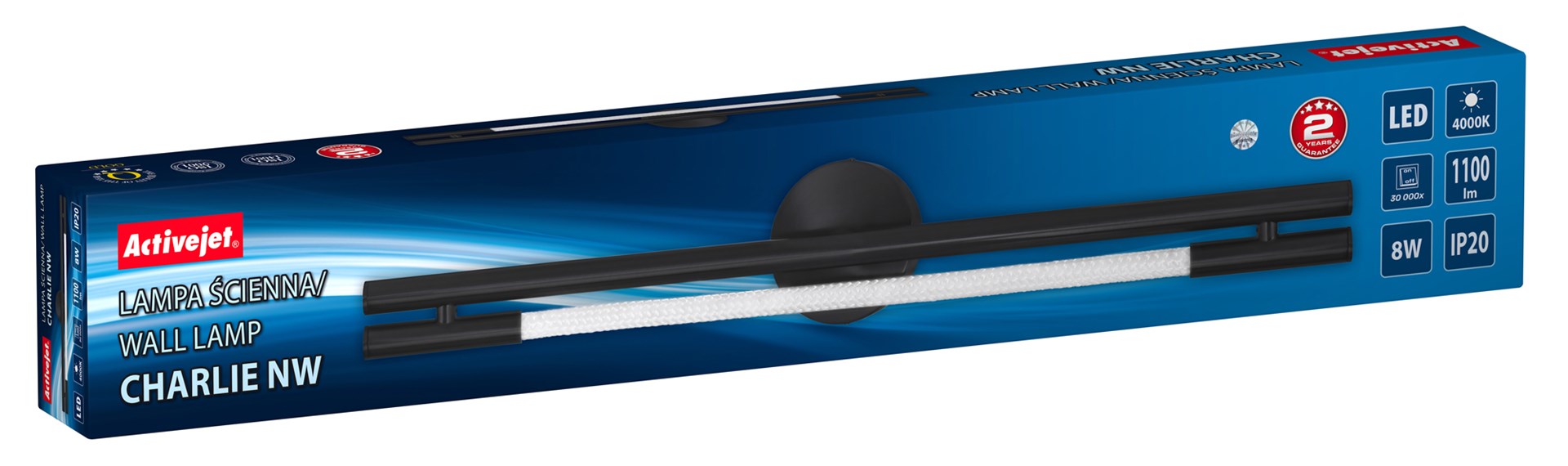 Zidna LED lampa ACTIVEJET AJE-CHARLIE NW (Prirodno bijela svjetlost, 1100 lm, 8 W, 196 LED žarulja, Crna)-6